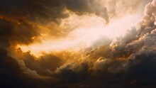 A Golden Storm, With Turbulent Clouds Of Molten Gold Swirling And Crashing Against Each Other. The Air Is Thick With A Sense Of Danger And Raw Power, As If The Storm Could Consume Everything
