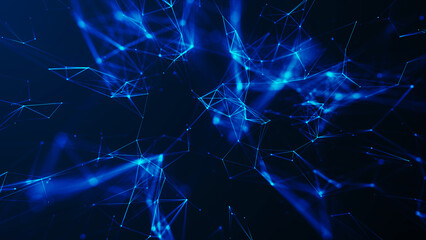 Poster - Network connection structure. Big data. Connecting points and lines. Abstract technology background. Plexus effect. 3d rendering