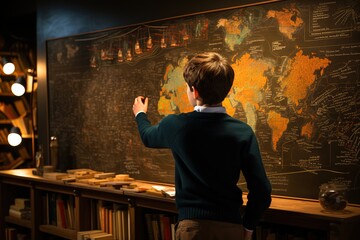 Wall Mural - a man teaches astronomy, magically