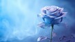  a close up of a blue rose with smoke coming out of the middle of the petals and a blue background.  generative ai