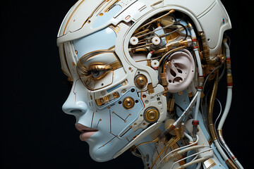 Poster - generative ai picture of beautiful robotic human android future 3d robot invention