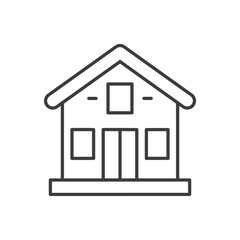 Poster - Real estate residential house cottage building thin line art icon vector illustration