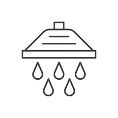 Poster - Shower bathroom real estate thin line art icon vector illustration. Bathe plumbing tool