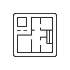 Poster - Apartment plan house architecture real estate pictogram top view thin line art icon vector