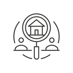 Poster - Search clients family for real estate agency buy rent sale thin line art icon vector illustration