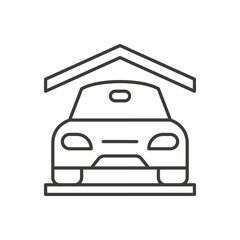Poster - Garage parking car area real estate thin line art icon vector illustration