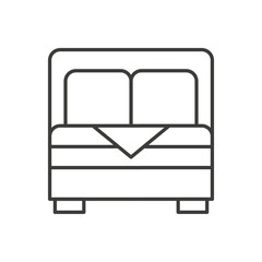 Poster - Bedroom double bed real estate apartment plan thin line art icon vector illustration
