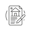 Real estate agreement purchase invoice estimate mortgage loan thin line art icon vector illustration