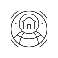 Poster - Real estate global international agency thin line art icon vector illustration