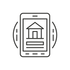 Poster - Real estate agency mobile application choice and search thin line art icon vector illustration