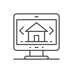 Poster - Real estate choosing and search website internet browser computer monitor thin line art icon vector