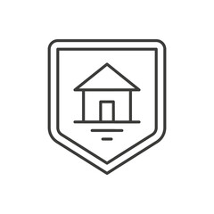 Poster - Real estate protection security insurance shield thin line art icon vector illustration