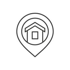 Poster - Real estate home address location index map pin position pointer thin line art icon vector