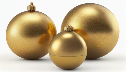 Wall Mural - Christmas balls made of gold, isolated on a white background