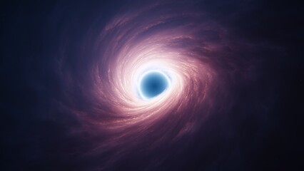 Wall Mural - Interstellar black hole with glowing accretion disk and singularity nucleus. Concept 3D illustration of cosmic wormhole on starry space background. Theory of relativity and quantum physics wallpaper.