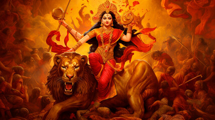 vector illustration of happy lord durga, festival of durga