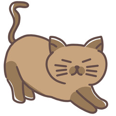  Brown Cat Stretching Cartoon