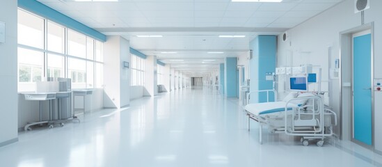 Wall Mural - Modern hospital corridor for clean background