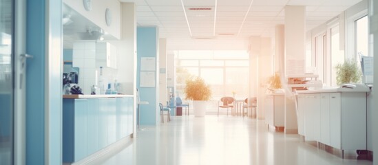 Modern hospital counter and corridor