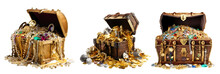 Treasure Chest On Transparent PNG Background, Isolated On White Background, Generative Ai