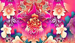 asiatischer, hintergrund, Flora, textur, modern, neu, tapete, mustern, abstrakt, floral, pink, lila, 