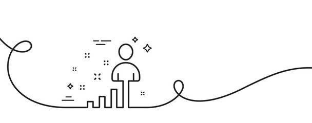 Poster - Stats line icon. Continuous one line with curl. Business management sign. Best employee symbol. Stats single outline ribbon. Loop curve pattern. Vector