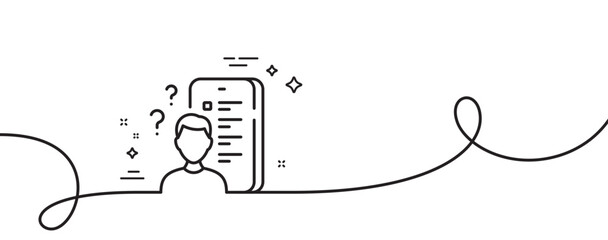 Poster - survey line icon. continuous one line with curl. online feedback sign. quiz application symbol. surv