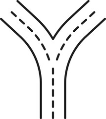 Wall Mural - Highway road line icon, street traffic crossroad or V shape intersection, vector linear pictogram. Traffic street or highway crossroad linear symbol for navigation map or city transport plan