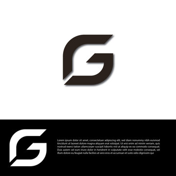 Initial Letter G Logo. White and Black Circle Shape Origami Style isolated on white and Black Background. Usable for Business and Branding Logos. Flat Vector Logo .