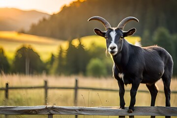 Wall Mural - mountain goat on the farm