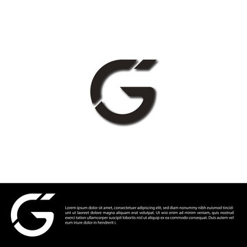 Initial Letter G Logo. White and Black Circle Shape Origami Style isolated on white and Black Background. Usable for Business and Branding Logos. Flat Vector Logo .