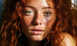 Expressive Portrait of a Confident Young Woman with Freckles