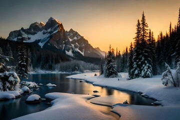 Canvas Print - sunrise in the mountains