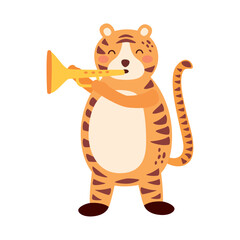 Wall Mural - tiger playing trumpet