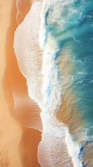 Wall Mural - drone photo, aerial view, of a beach and waves in Hawaii 