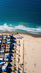 Sticker - drone photo, aerial view, of a beach and waves in Hawaii 