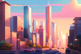 Fototapeta Miasto - A pastel-toned cityscape. Generative AI