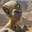 An enigmatic sphinx looks into the lens with its piercing emerald eyes.Generative Ai 