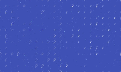 Poster - Seamless background pattern of evenly spaced white magnifier symbols of different sizes and opacity. Vector illustration on indigo background with stars
