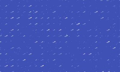 Poster - Seamless background pattern of evenly spaced white trumpet symbols of different sizes and opacity. Vector illustration on indigo background with stars