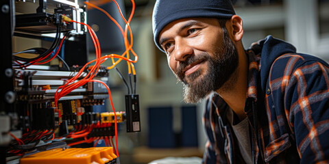 Poster - portrait of Electrical Engineering Technologist, who Assist electrical engineers in such activities as process control, electrical power distribution, or instrumentation design