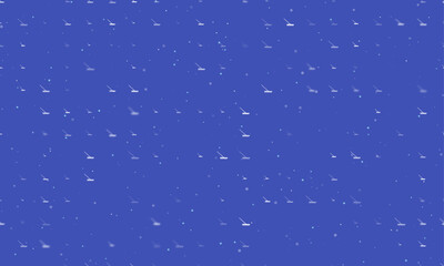 Poster - Seamless background pattern of evenly spaced white rake symbols of different sizes and opacity. Vector illustration on indigo background with stars
