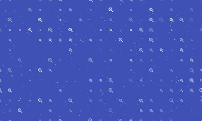 Poster - Seamless background pattern of evenly spaced white zoom in symbols of different sizes and opacity. Vector illustration on indigo background with stars