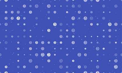 Poster - seamless background pattern of evenly spaced white replay media symbols of different sizes and opaci