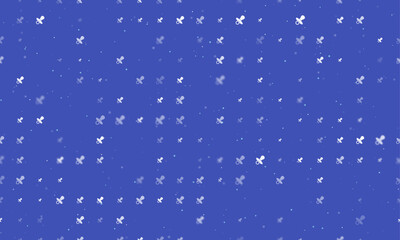 Poster - Seamless background pattern of evenly spaced white nipple symbols of different sizes and opacity. Vector illustration on indigo background with stars