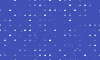 Poster - Seamless background pattern of evenly spaced white vote symbols of different sizes and opacity. Vector illustration on indigo background with stars