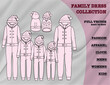 © Moin - Fashion dress, family dress, Cloth line art, boys cloth, women cloth, child dress line art, Line art vector, free vector, Icon set, garment product, Vector icon set.