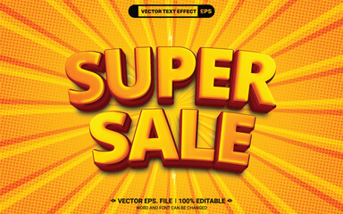 Poster - Super sale 3d editable vector text style effect