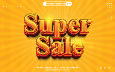 Poster - Super sale editable 3d vector bold text style effect