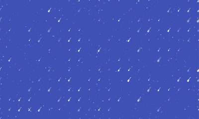 Poster - Seamless background pattern of evenly spaced white guitar symbols of different sizes and opacity. Vector illustration on indigo background with stars
